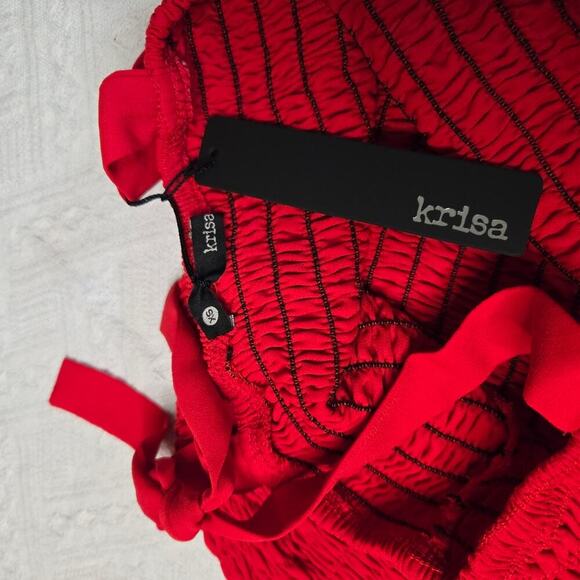 Krisa Smocked Tank Mini Dress NWT Red XS Party Festival going out Wedding guest - Picture 4 of 13